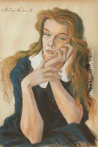 Portret Kobiety Oil Painting - Antoni Markowski