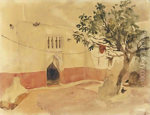 Moroccan Courtyard Oil Painting - Eugene Delacroix