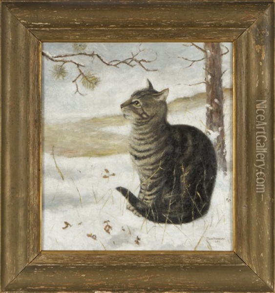 Cat Oil Painting - Hugo Simberg