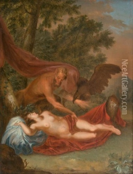 Jupiter Et Antiope Oil Painting - Balthasar Beschey