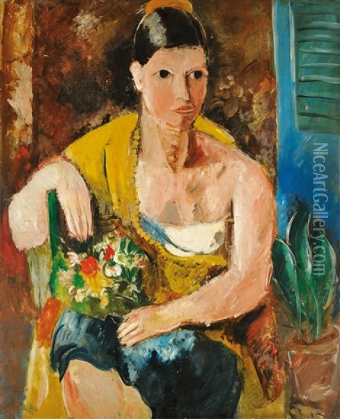 Portrait De Madame Dufresne Oil Painting - Charles Dufresne