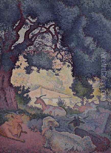Landscape with Goats, 1895 Oil Painting - Henri Edmond Cross