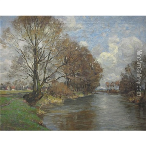 Riverbend, Autumn Oil Painting - Robert Franz Curry