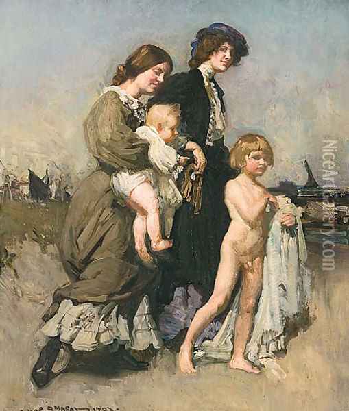 The holiday group (The bathers) Oil Painting - George Lambert