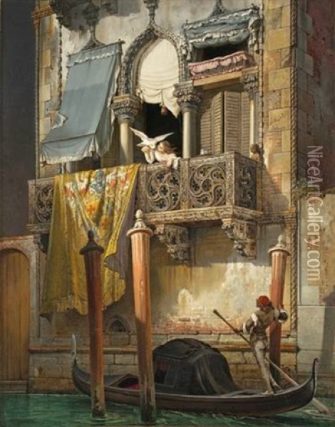 Das Haus Der Desdemona In Venedig Oil Painting - Friedrich Nerly