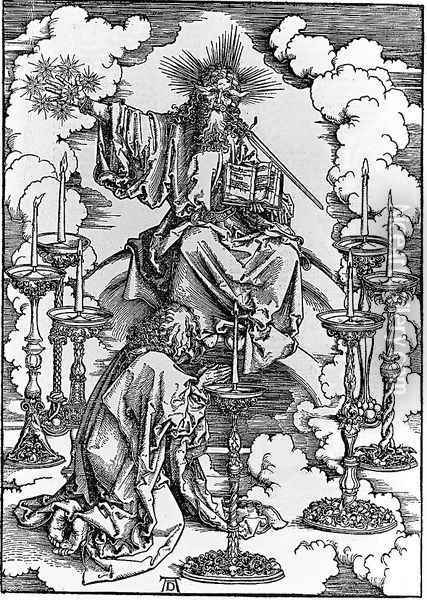 St.John Beholding the Seven Candelabra Oil Painting - Albrecht Durer