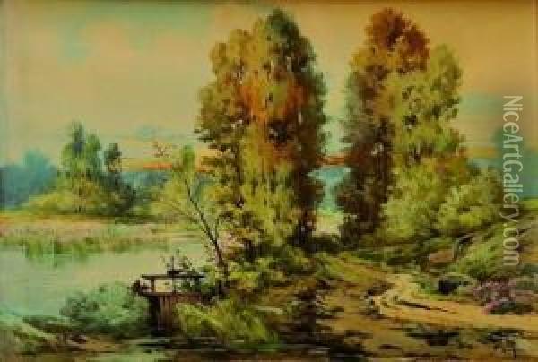 Paysage A L'ecluse Oil Painting - Hippolyte Jean Adam Gide