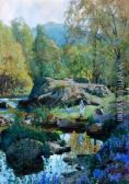 Lakeland Stream In Spring Oil Painting - Alfred Heaton Cooper