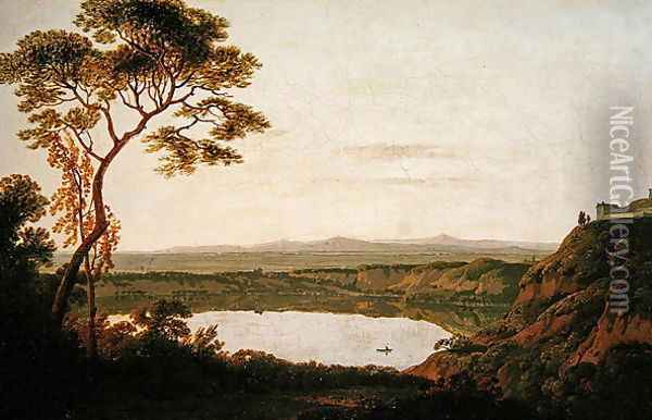Lake Albano, c.1790-2 Oil Painting - Josepf Wright Of Derby
