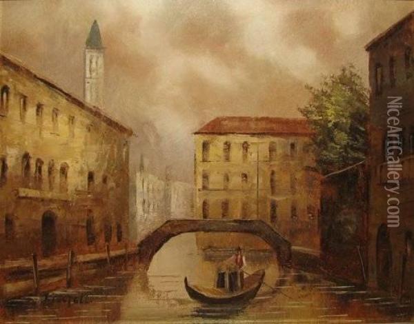 Pair Of Venetian Scenes Oil Painting - Valentine J. Costello