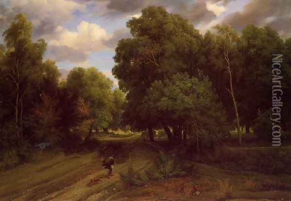 The Crossroads at the Eagle's Nest, Forest of Fontainebleau Oil Painting - Charles-Francois Daubigny