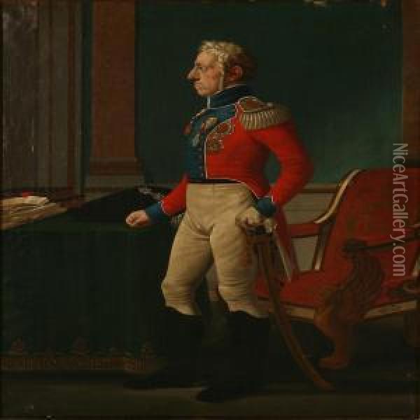 Portrait Of King Frederik Vi Of Denmark Oil Painting - Christoffer Wilhelm Eckersberg