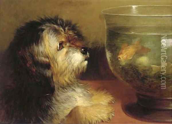 The pet goldfish Oil Painting - Thomas Earl