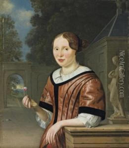 Portrait Of A Lady Oil Painting - Pieter Cornelisz. van SLINGELANDT
