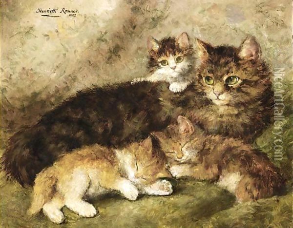 Motherly Love Oil Painting - Henriette Ronner-Knip