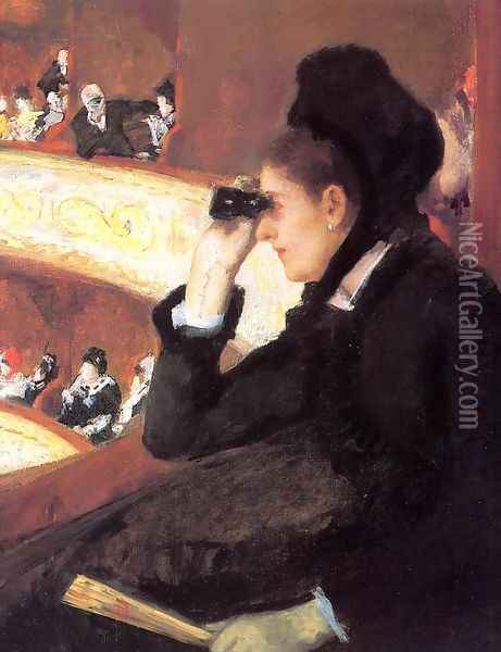 At the Francais, a Sketch (or At the Opera) Oil Painting - Mary Cassatt