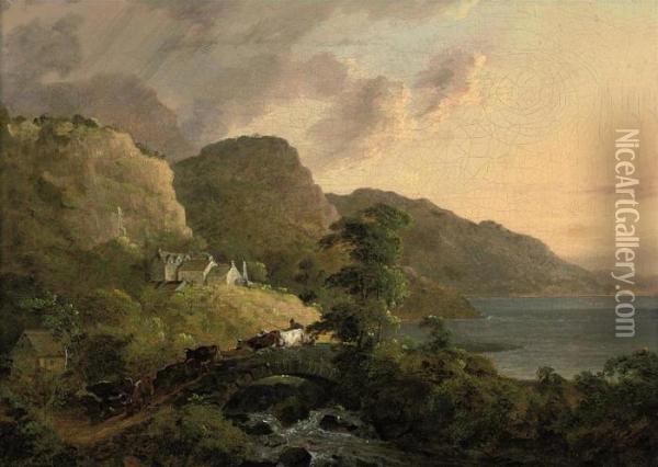 The Three Gables At Windermere Oil Painting - Julius Caesar Ibbetson