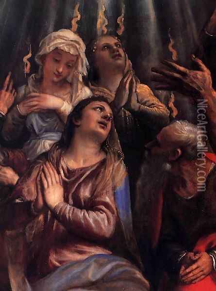 The Descent of the Holy Ghost (detail) 2 Oil Painting - Tiziano Vecellio (Titian)