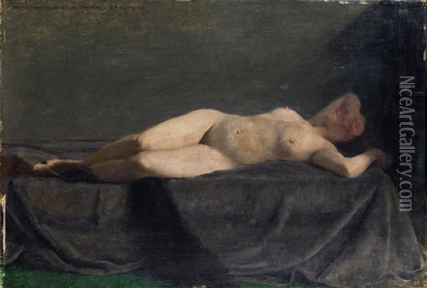Liegender Akt Oil Painting - Emanuel Baschny
