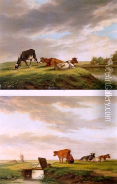 Landschap Met Vee Oil Painting - Hendrik Adam van der Burgh