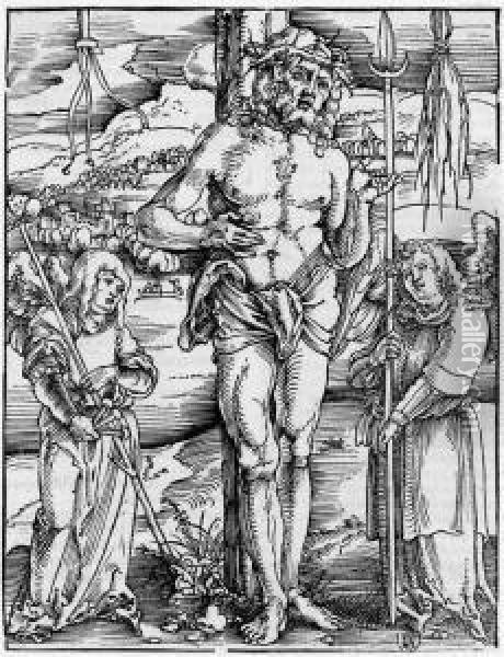 Christus Als Schmerzensmann; Die Kreuzaufrichtung Oil Painting - Hans Baldung Grien