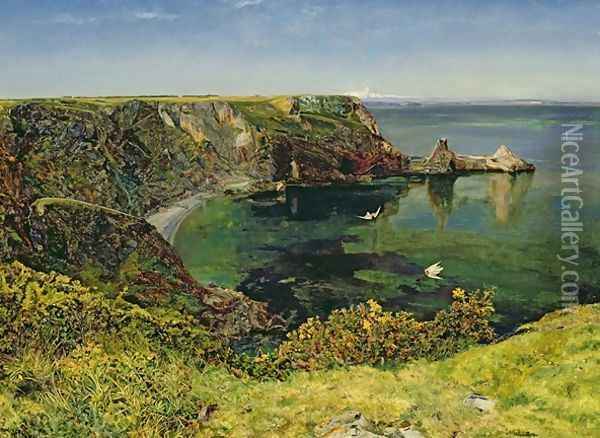 Ansteys Cove Devon Oil Painting - John William Inchbold