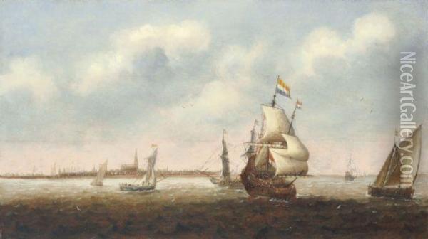 Marine Mit Ansicht Von Vlissingen Oil Painting - Claes Claesz. Wou