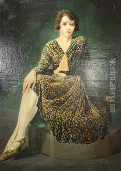 Portrait De Femme Assise Oil Painting - Lucien Broque
