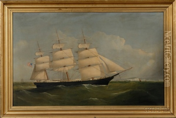 Portrait Of The Clipper Ship Emily Farnum Off Dover Oil Painting - Frederick Tudgay