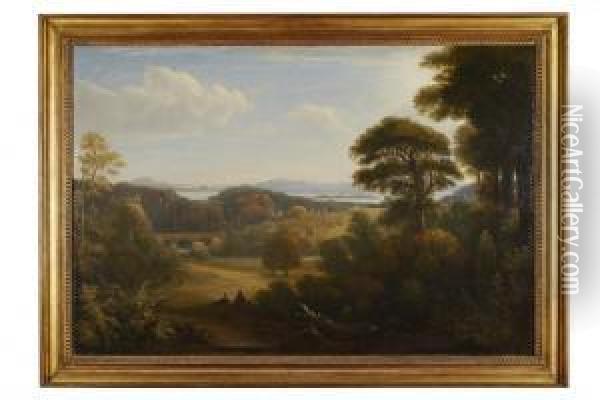 Distant View Of Edinburgh From Donibristle Oil Painting - John, Rev. Thomson Of Duddingston