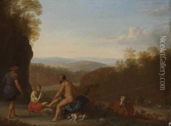 Landschaft Mit Merkur Und Argus Oil Painting - Cornelis Van Poelenburch