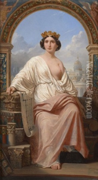 Allegorie De La Ville De Paris Oil Painting - Jules Pierre Jollivet