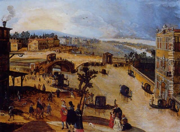 Vue De Fantaisie De Venise Oil Painting - Louis de Caullery