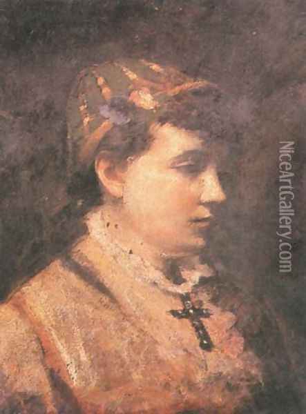 Girl in a Green Hat Oil Painting - Leon Wyczolkowski