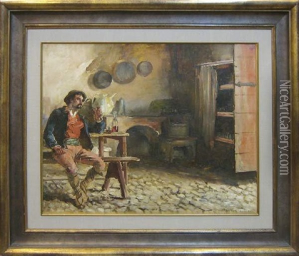 Interieur Romaine Oil Painting - Leon Philippet