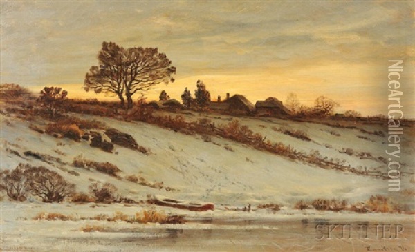 Winter Scene At Dusk Oil Painting - John Joseph Enneking