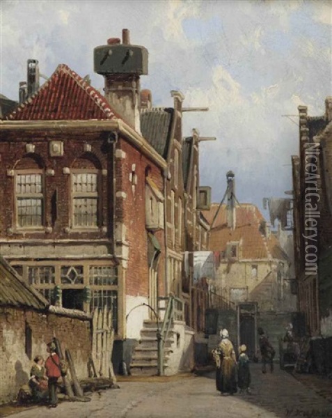 A Dutch Street View Oil Painting - Willem Koekkoek