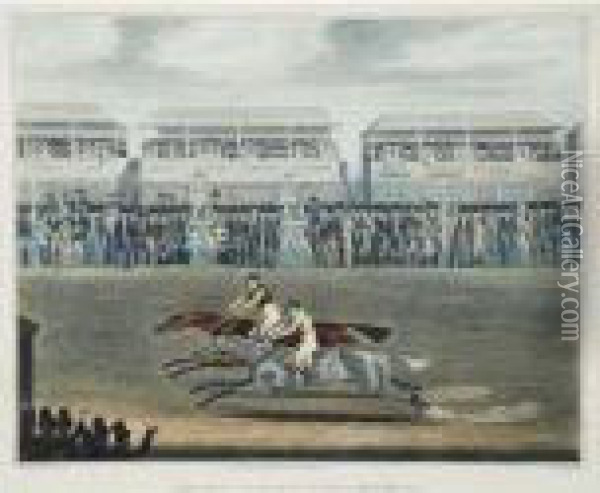 The Race For The Derbystakes At Epsom Oil Painting - James Pollard