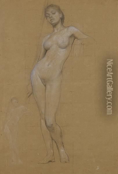 Study Of A Female Nude Oil Painting - Herbert James Draper