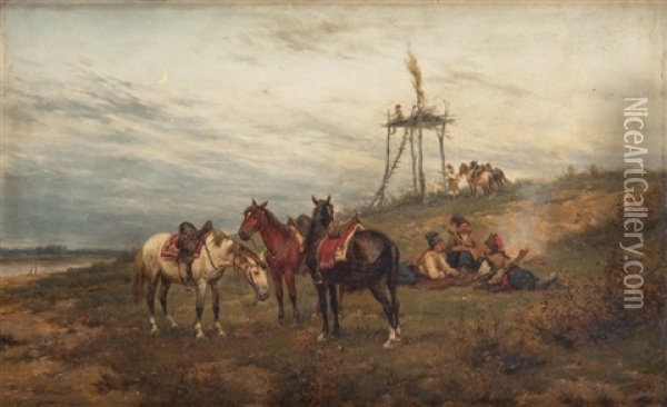 Cossacks Oil Painting - Ludwig Gedlek