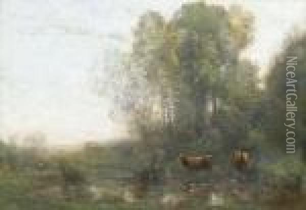 Vaches Au Marais, Le Matin Oil Painting - Jean-Baptiste-Camille Corot