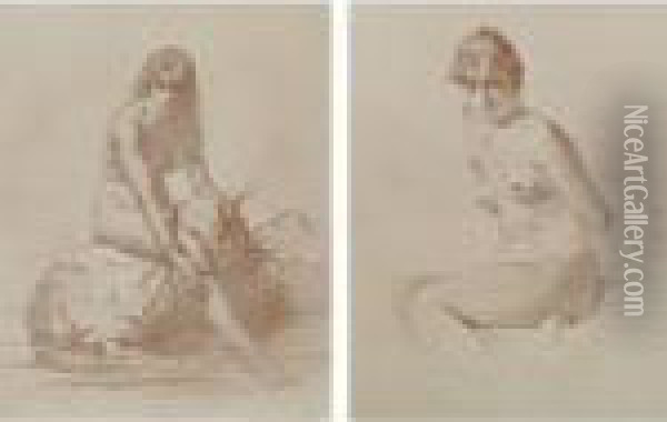 A Set Of Twelve Studies Of Nudes Oil Painting - Mihaly von Zichy