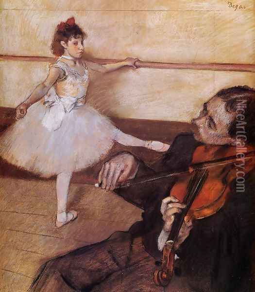 The Dance Lesson, c.1879 Oil Painting - Edgar Degas