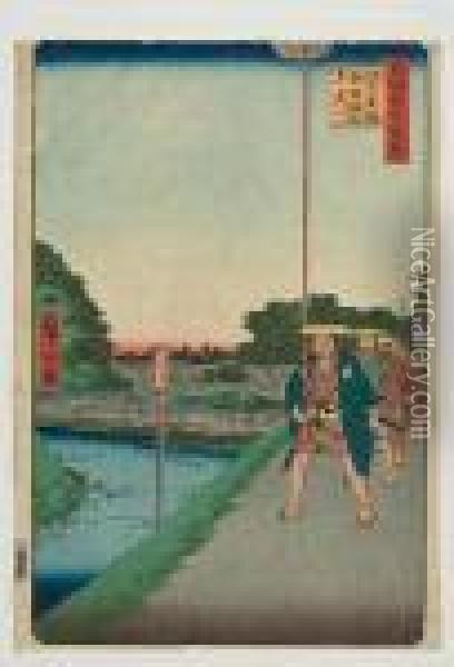 Kinokuni-zaka, Akasaka Tameike Enkei Oil Painting - Utagawa or Ando Hiroshige