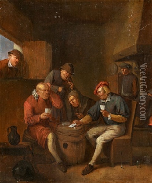 Bauern Beim Kartenspiel Oil Painting - Egbert van Heemskerck the Elder