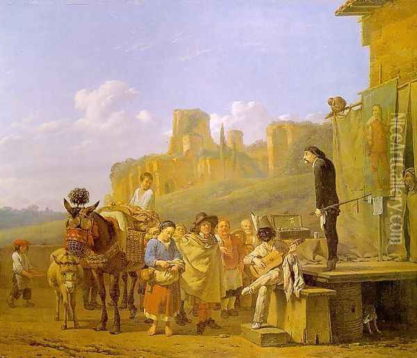 A Party of Charlatans in an Italian Landscape 1657 Oil Painting - Karel Dujardin