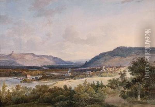 Blick Auf Das Stadtchen Berg In Bayern Oil Painting - Pieter Francis Peters