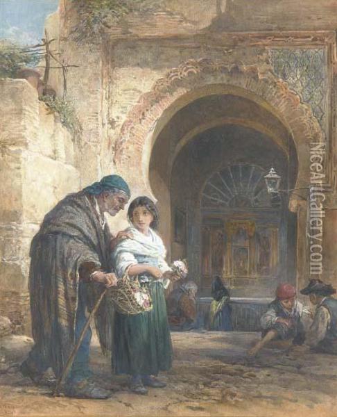 The Flower Seller Oil Painting - Francis William Topham