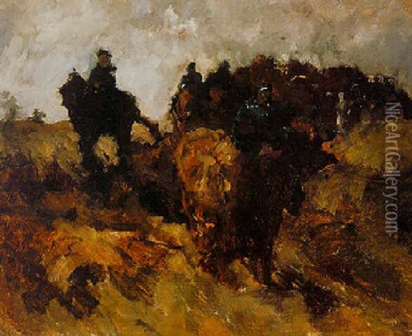 Cavalerists In The Dunes Oil Painting - George Hendrik Breitner