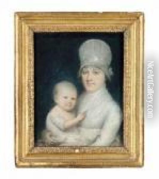 Portrait Of Hannah D. And Child Oil Painting - James Sharples